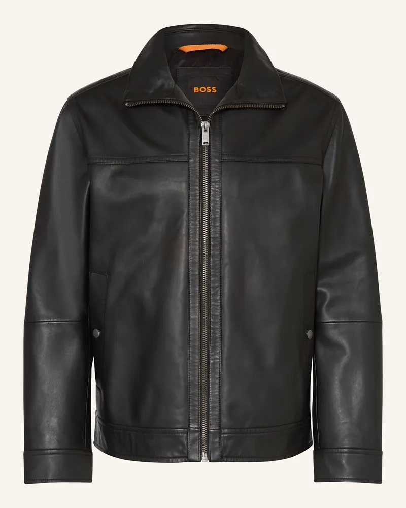 HUGO BOSS Lederjacke JOREST Schwarz