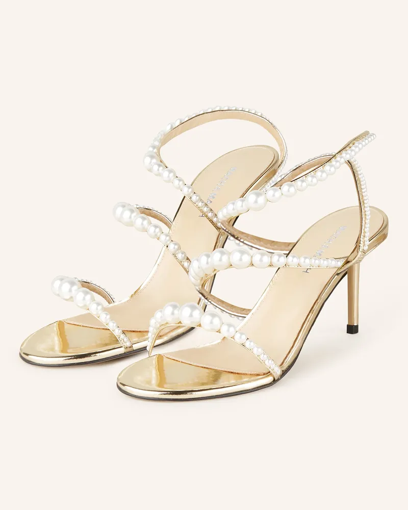 Mach & Mach Lacksandaletten Sirene Mit Schmuckperlen gold Gold