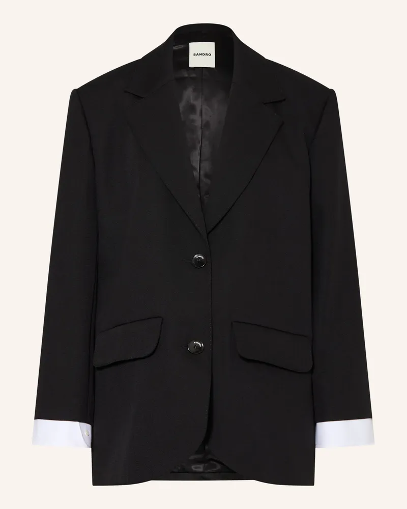 Sandro Blazer Im Materialmix Mit Leinen schwarz Schwarz