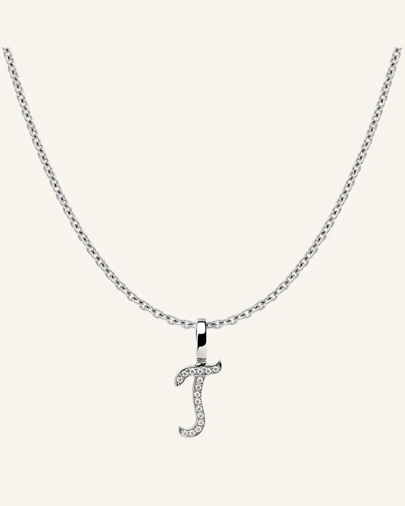 CADA Kette Tiny Diamond Letter T silber Weissgold