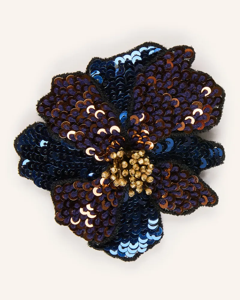 SEM PER LEI Brosche Mit Pailletten braun Blau
