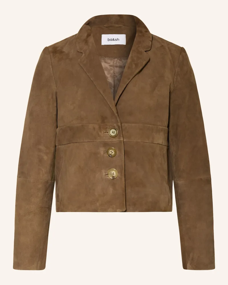 ba&sh Lederjacke Morfeo gruen Braun