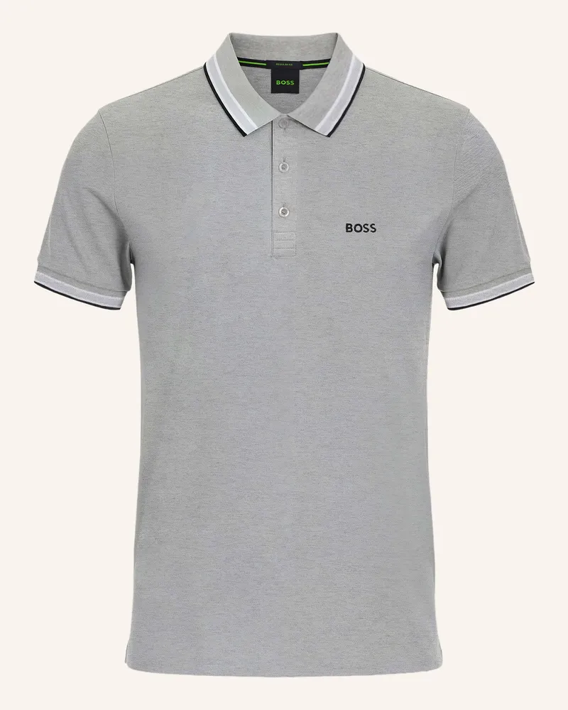 HUGO BOSS Piqué-Poloshirt PADDY CURVED Regular Fit Silber