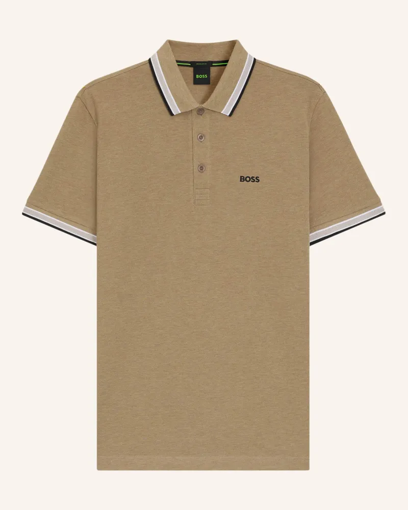 HUGO BOSS Piqué-Poloshirt PADDY CURVED Regular Fit Beige