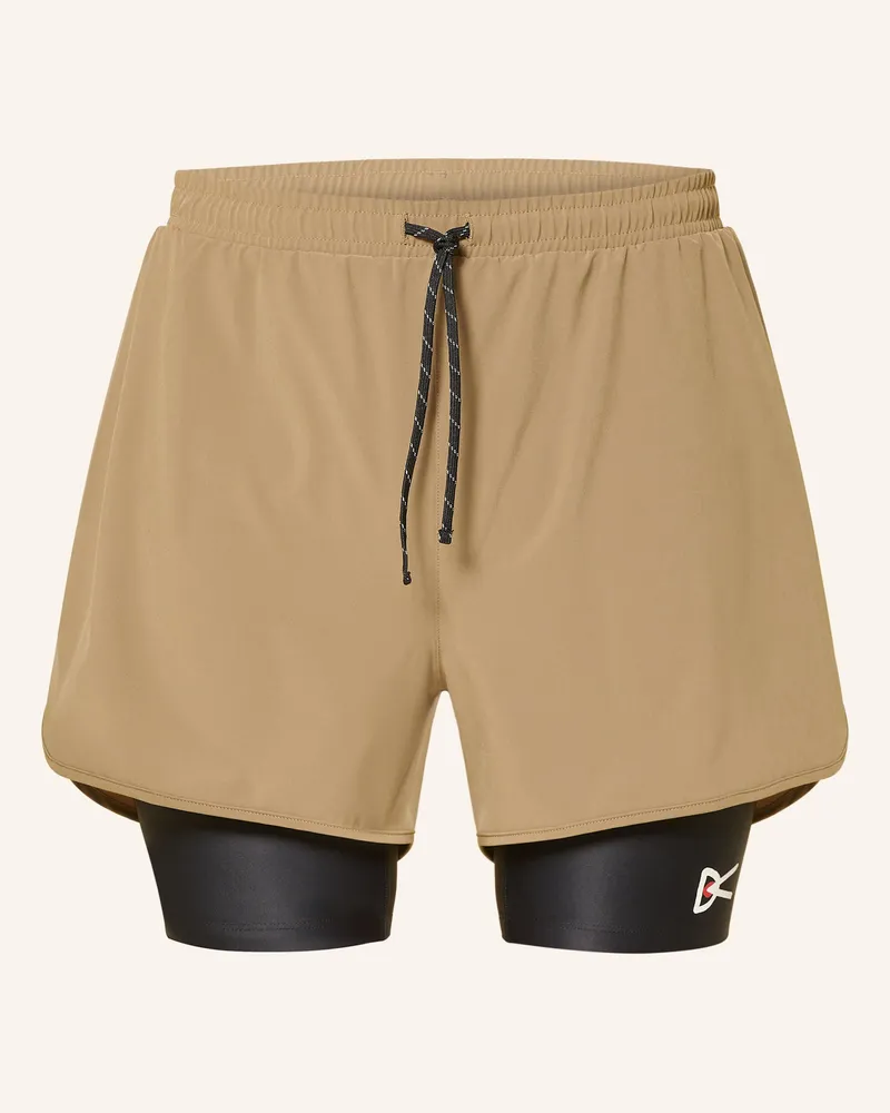 District Vision 2-In-1-Laufshorts braun Oliv