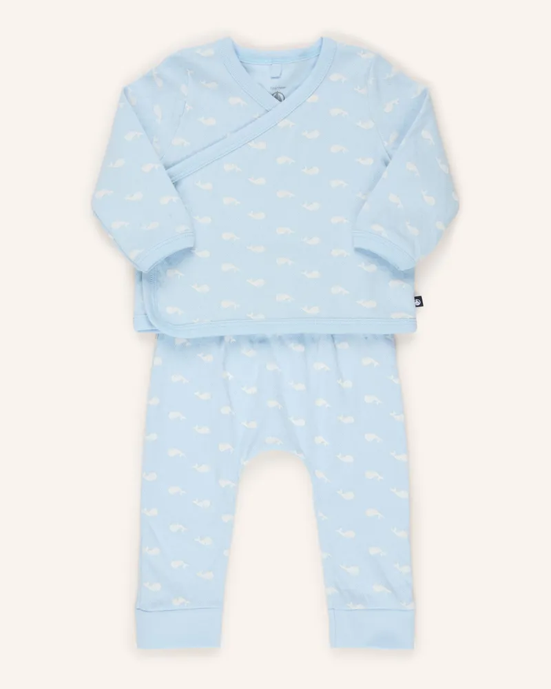 Petit Bateau Set: Wickelshirt Und Hose blau Hellblau
