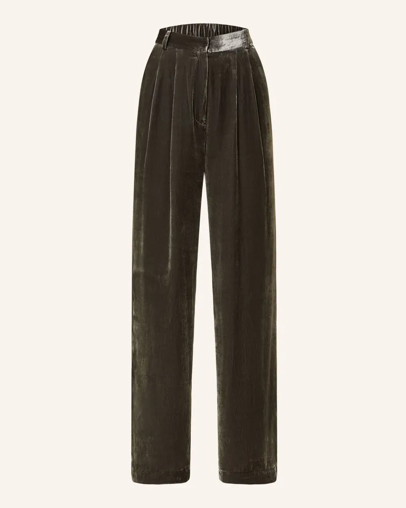 Mrs & HUGS Marlenehose Aus Samt grau Dunkelgrau