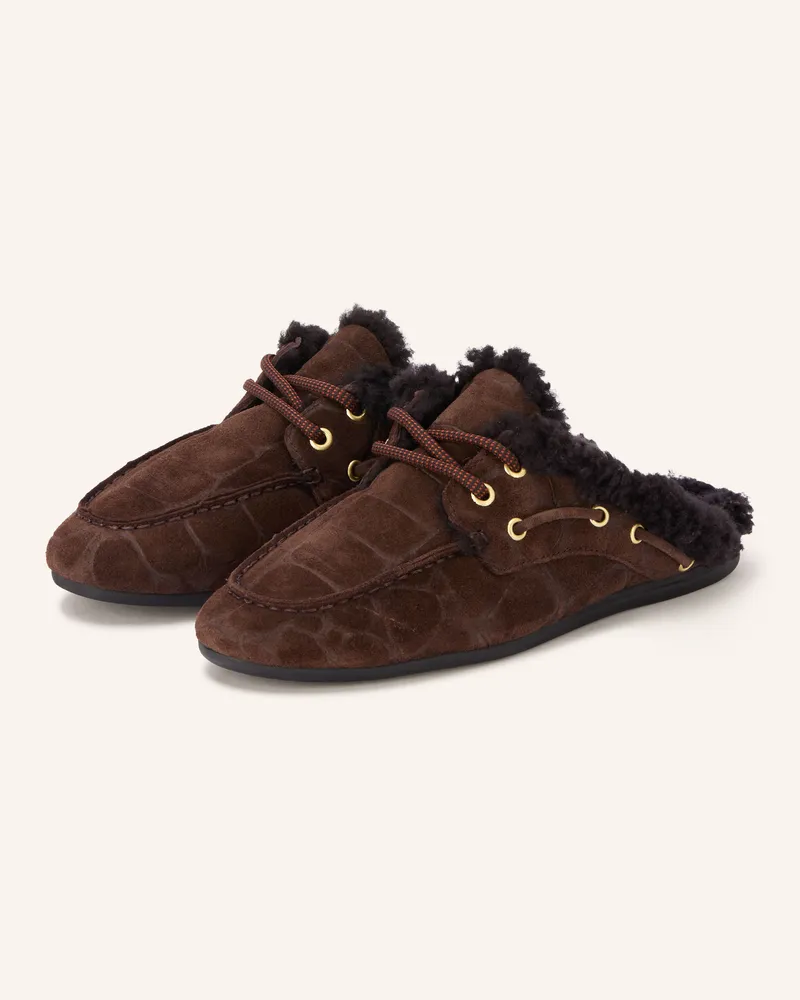 TORAL Mules Blanche braun Dunkelbraun
