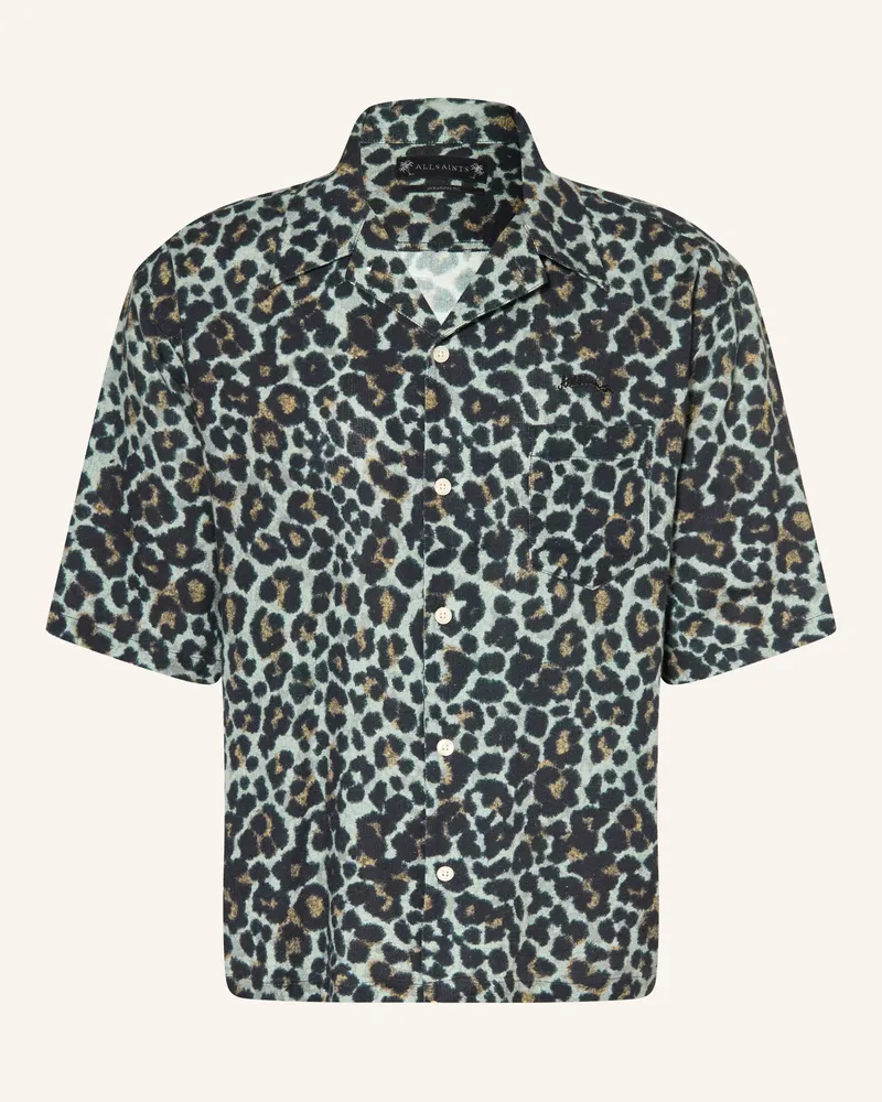 AllSaints Resorthemd Silesia Oversized Fit grau Schwarz