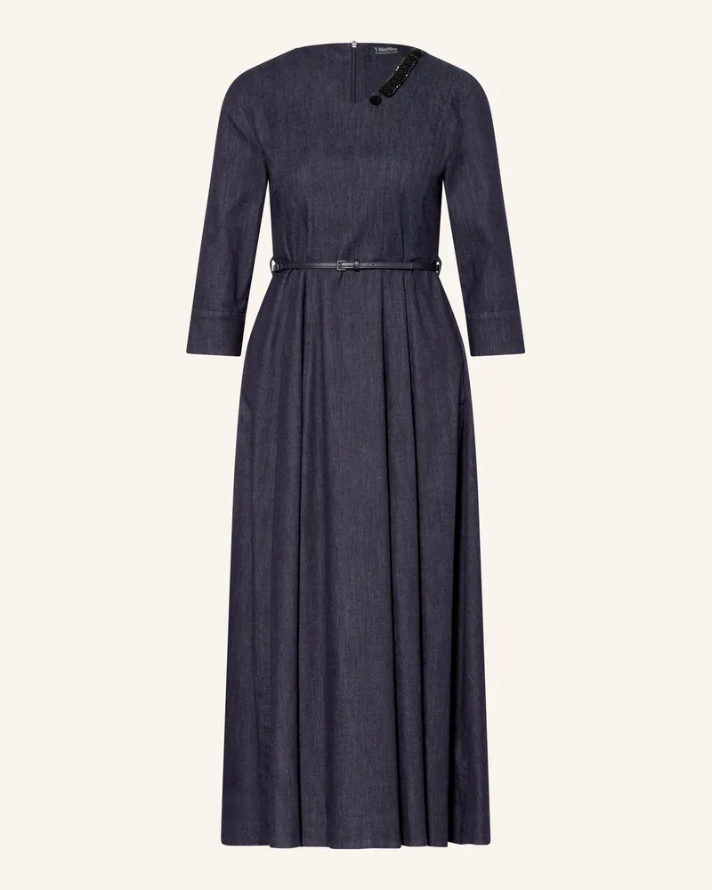Max Mara Jeanskleid VELA mit Schmuckperlen und 3/4-Arm Dunkelblau