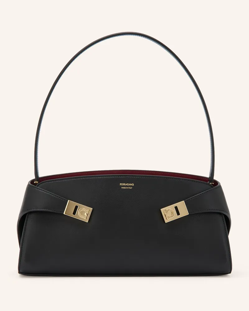 Ferragamo Schultertasche Hug East West schwarz Schwarz