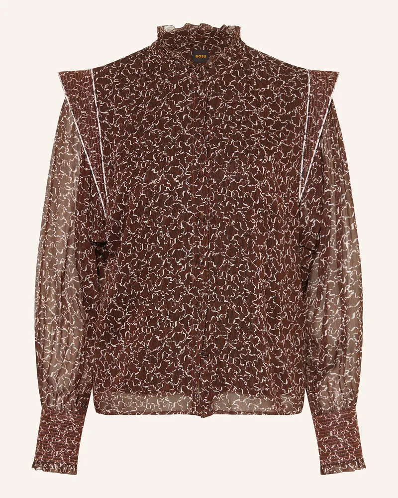 HUGO BOSS Bluse BOULENA mit Rüschen Dunkelrot