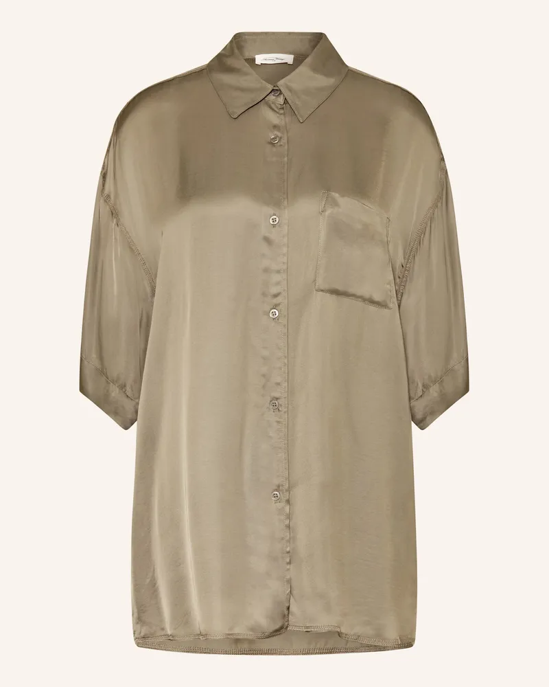 American Vintage Oversized-Hemdbluse Mit 3/4-Arm gruen Oliv