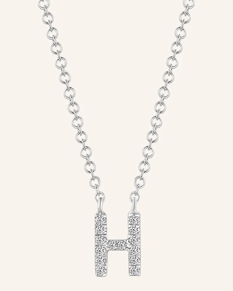 Leaf INITIALIEN Halskette „H“ aus 14 Karat Weißgold mit Diamanten Weissgold