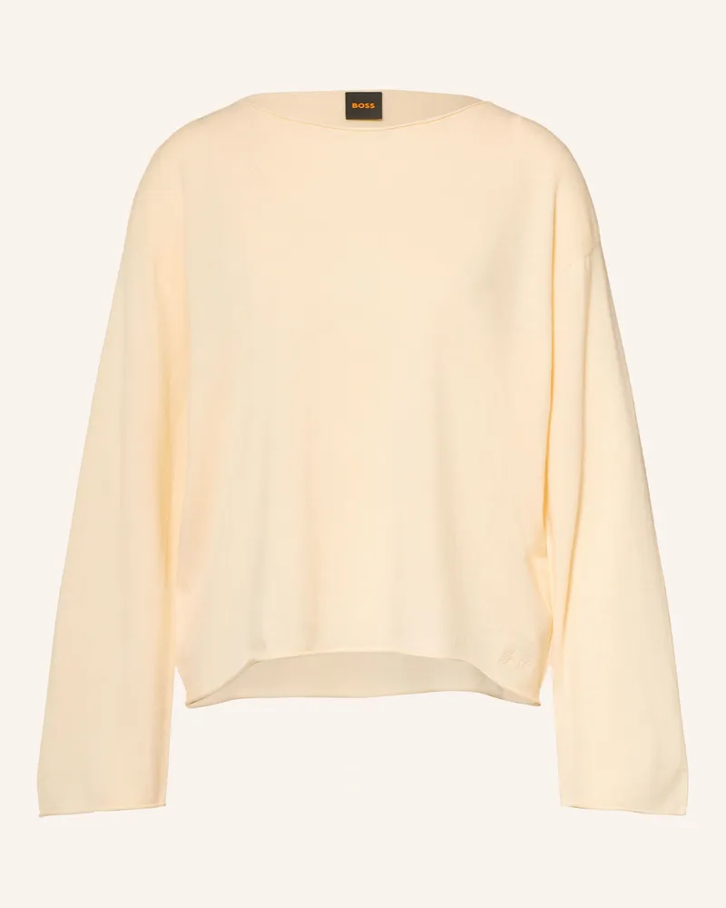 HUGO BOSS Pullover Faprosa Mit Cashmere weiss Ecru