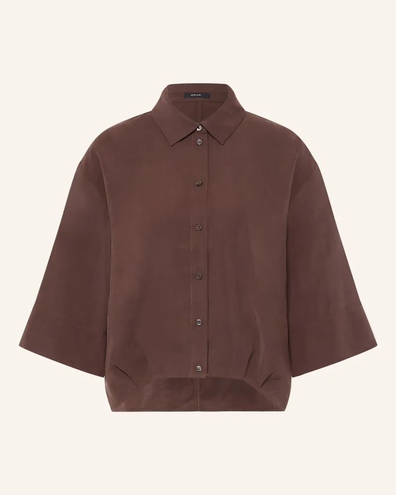 OPUS Blusenshirt Fotori Mit 3/4-Arm braun Dunkelbraun