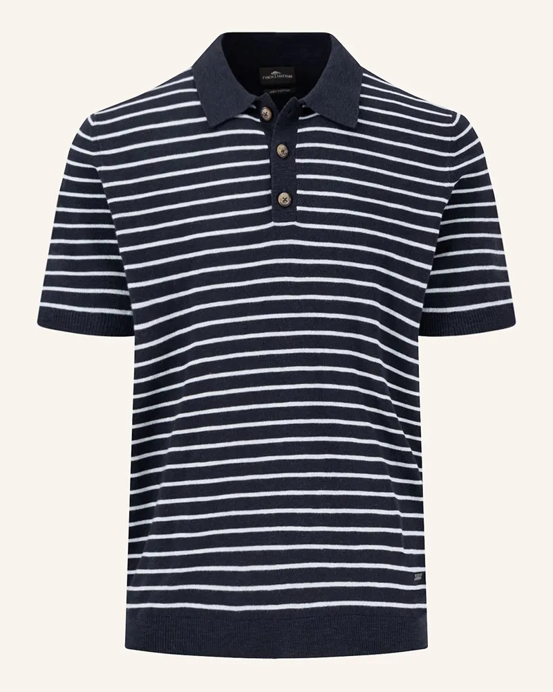 Fynch-Hatton Strick-Poloshirt Dunkelblau