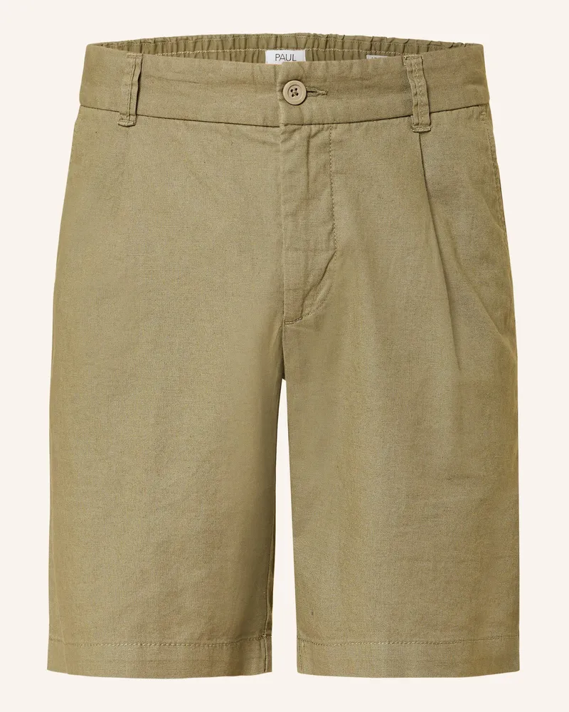 paul Shorts Comfort Fit mit Leinen Khaki