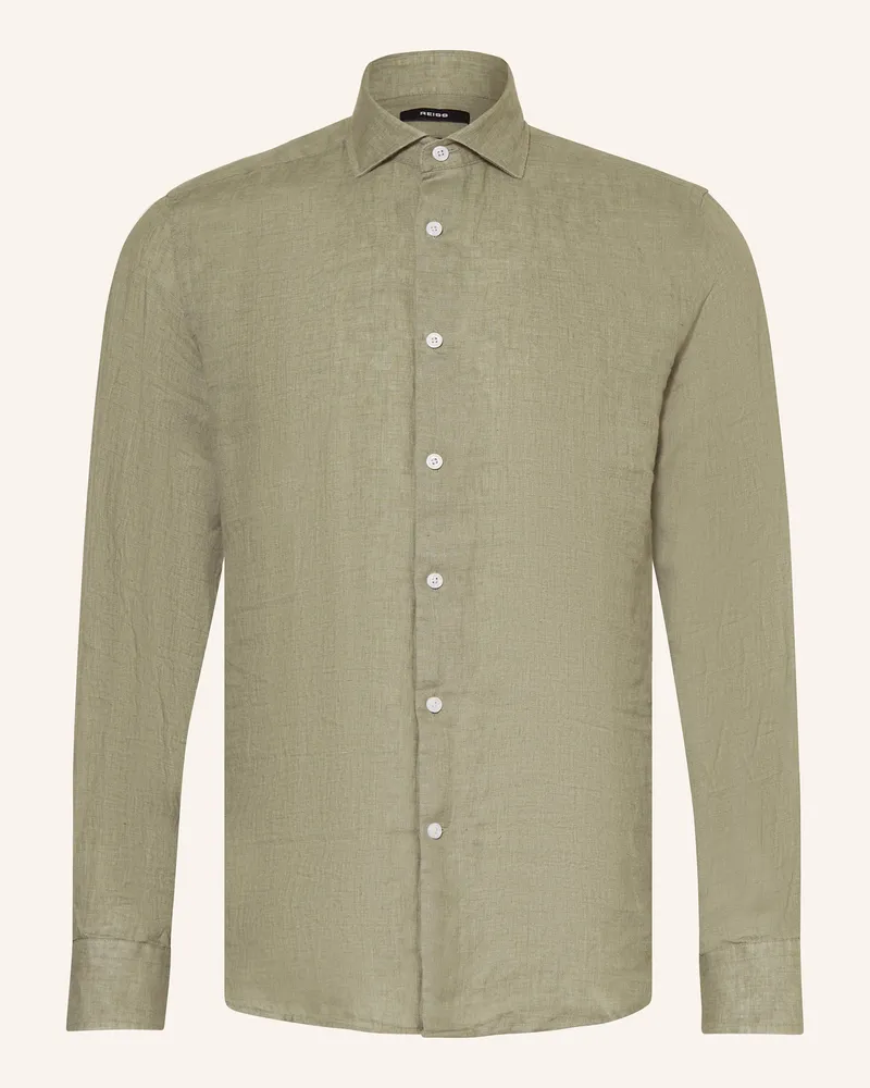 Reiss Leinenhemd Ruban Regular Fit gruen Dunkelgrün