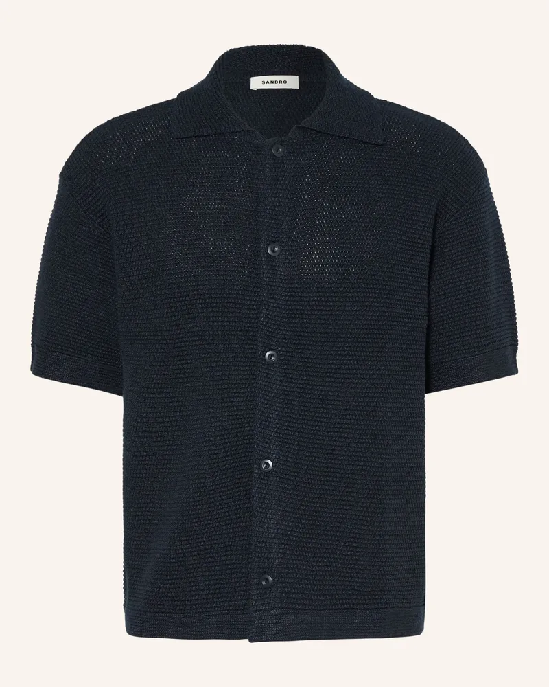 Sandro Kurzarm-Hemd Comfort Fit blau Dunkelblau