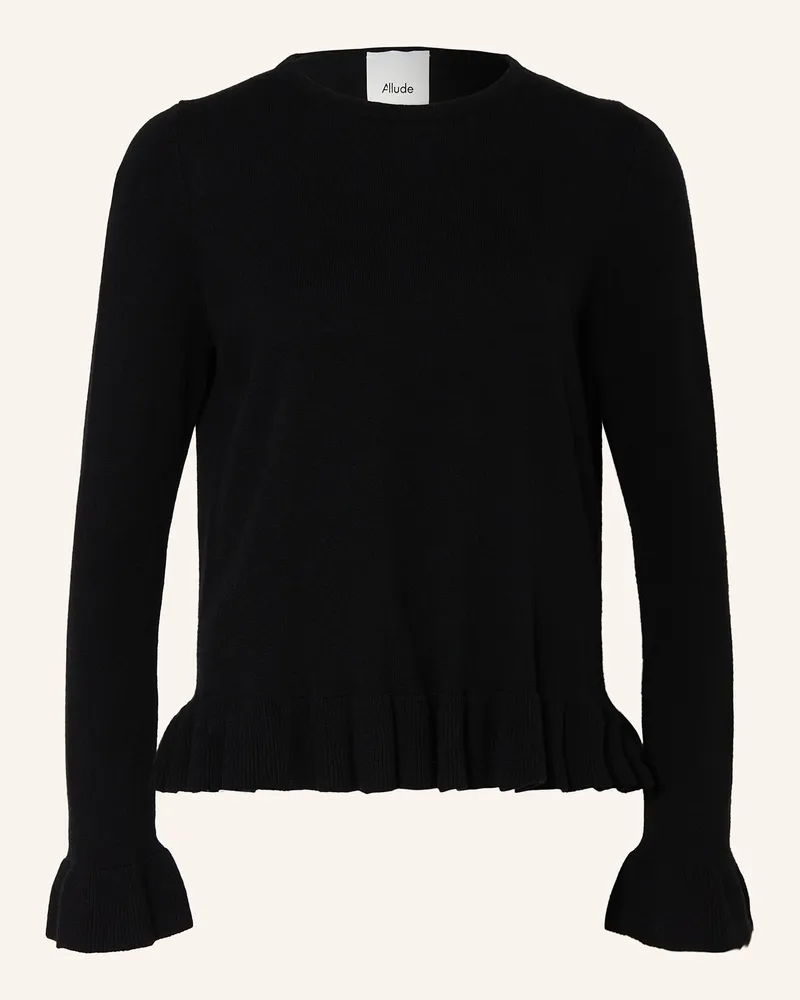 ALLUDE Pullover mit Cashmere und Volants Schwarz
