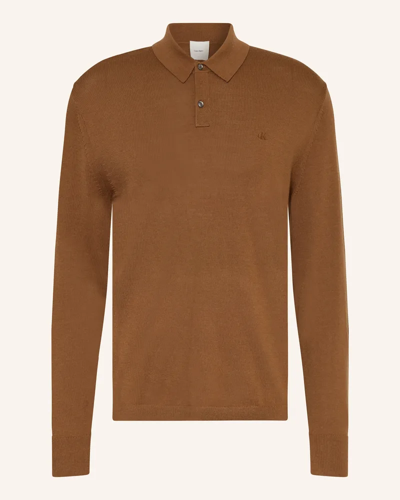 Calvin Klein Strick-Poloshirt Braun