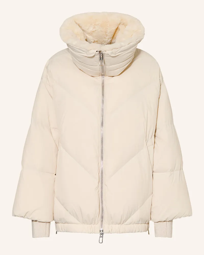 DUNO Daunenjacke Celia Mit Abnehmbarem Kunstfell weiss Creme