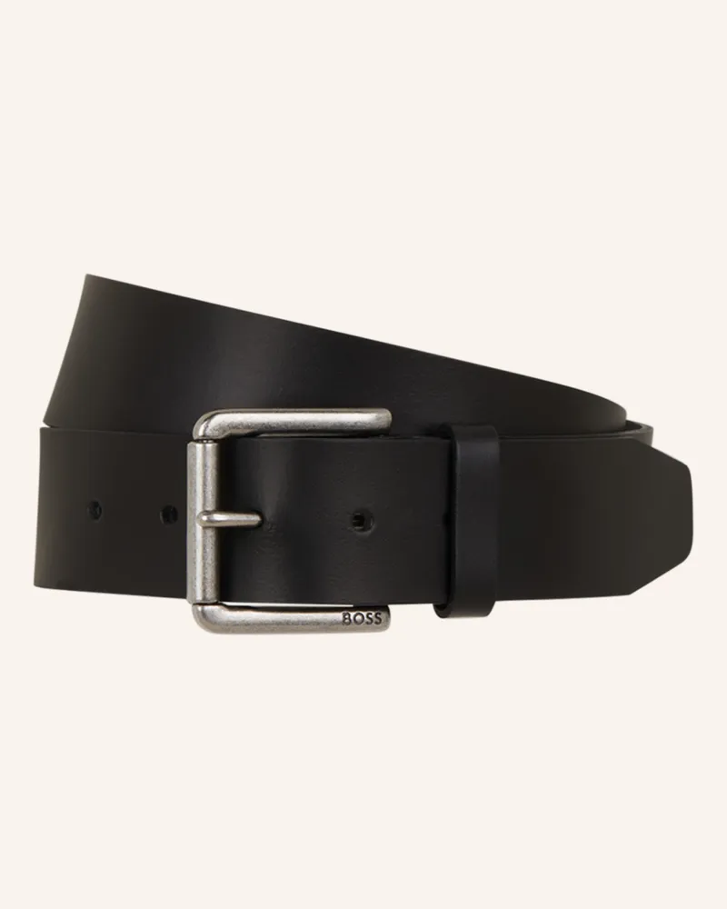 HUGO BOSS Ledergürtel Joris schwarz Schwarz