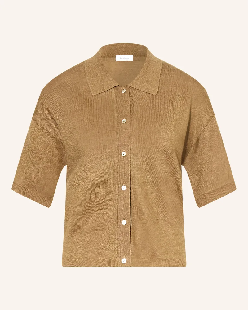 Darling Harbour Strickjacke Aus Leinen braun Cappuccino