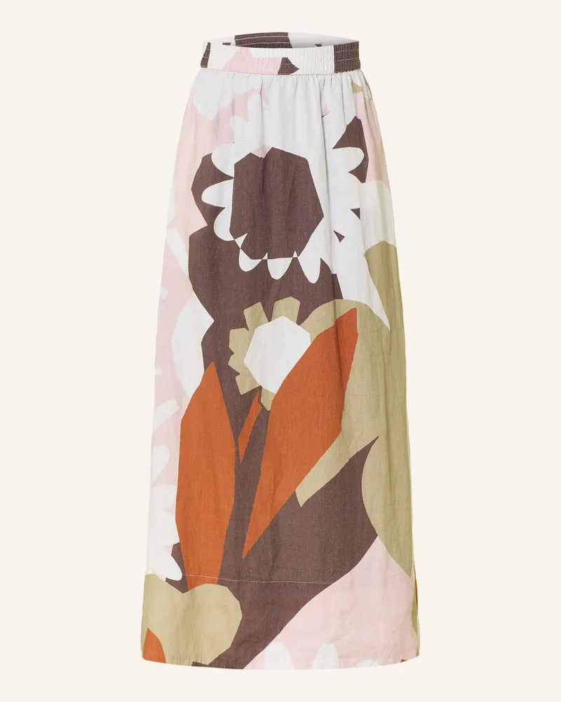 Knowledge Cotton Apparel Leinenrock gruen Creme