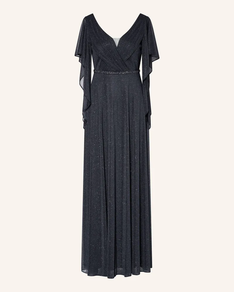 Vera Mont Abendkleid mit Volants und Schmucksteinen Dunkelblau