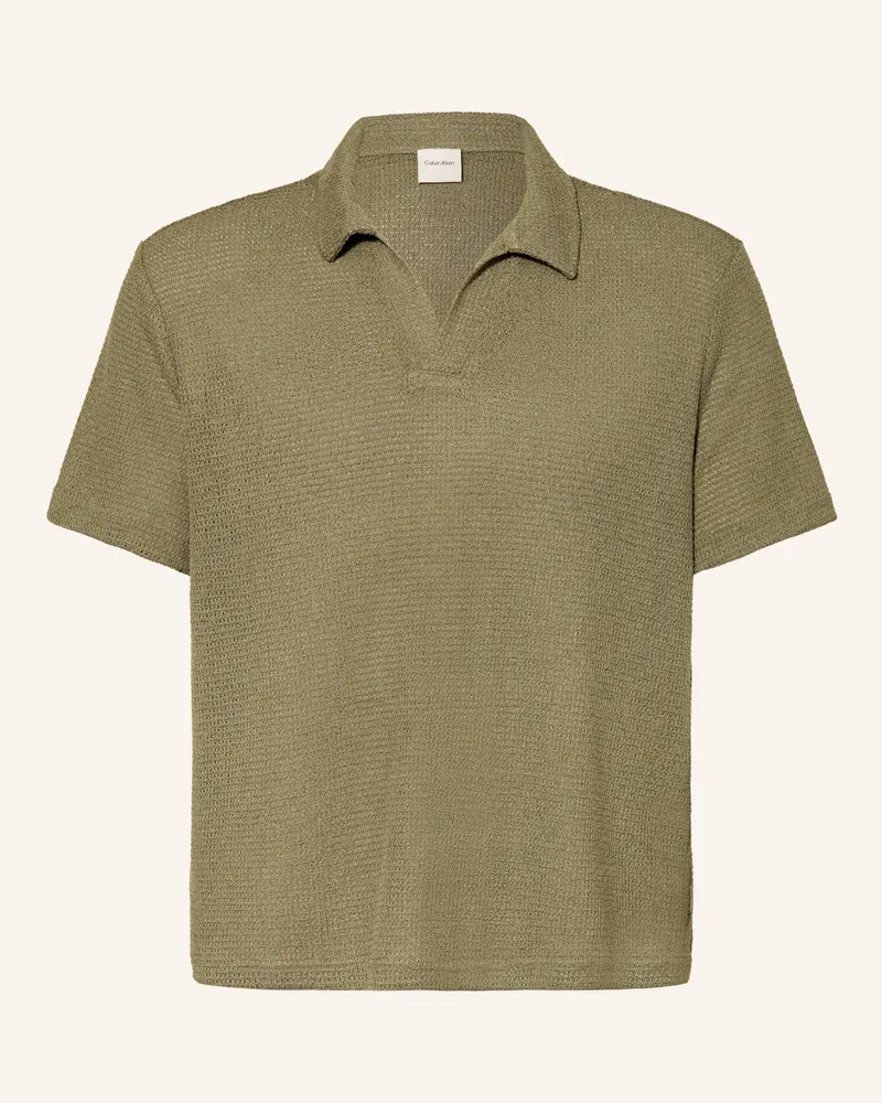 Calvin Klein Strick-Poloshirt gruen Oliv
