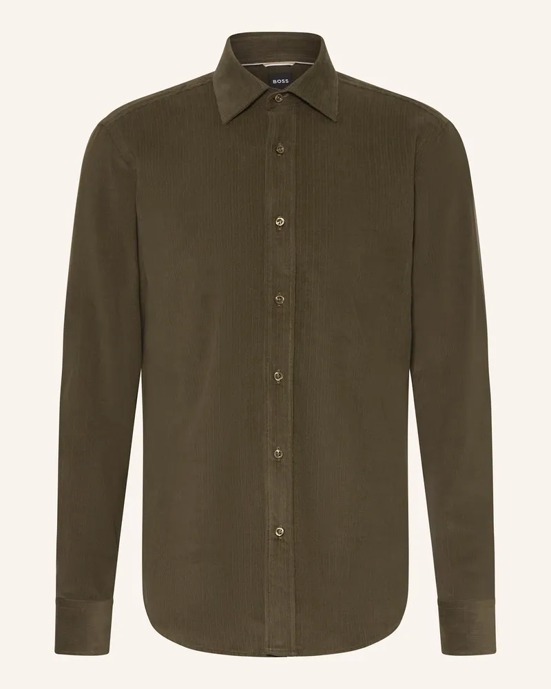 HUGO BOSS Cordhemd C-JOE Regular Fit Dunkelgrün