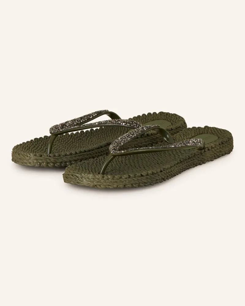 Ilse Jacobsen Zehentrenner cheerful03g Mit Schmucksteinen gruen Khaki