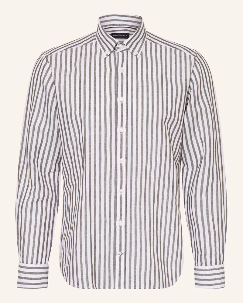 Strokesman's Hemd Regular Fit mit Leinen Oliv