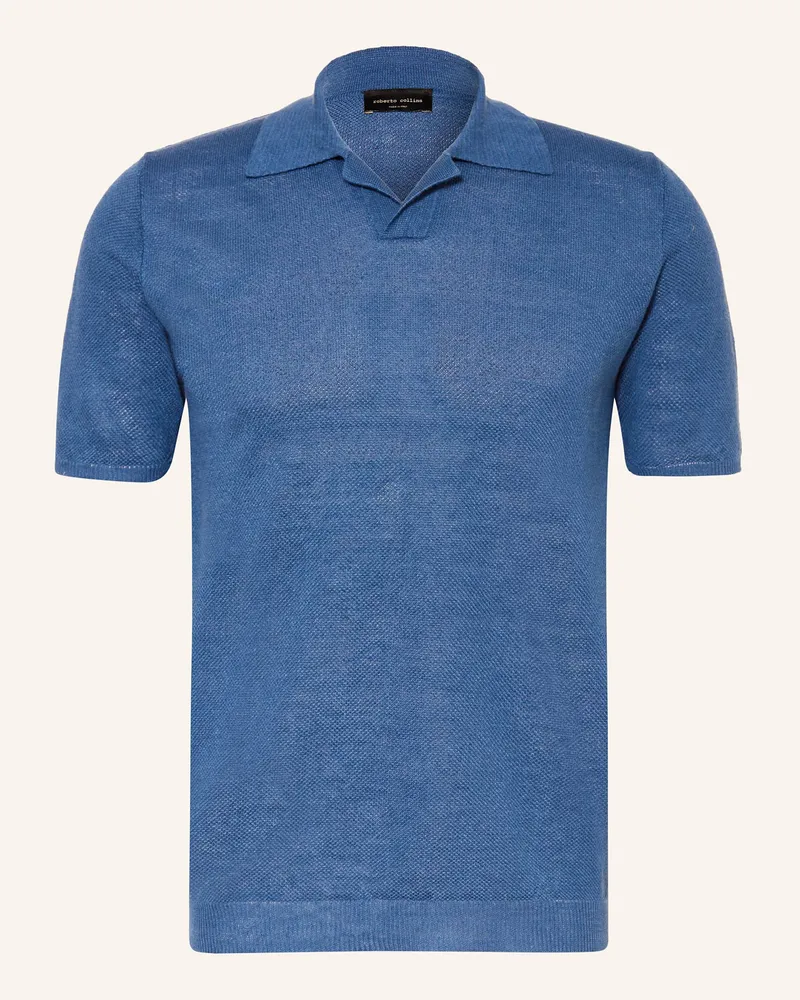 Roberto Collina Strick-Poloshirt Aus Leinen blau Blau