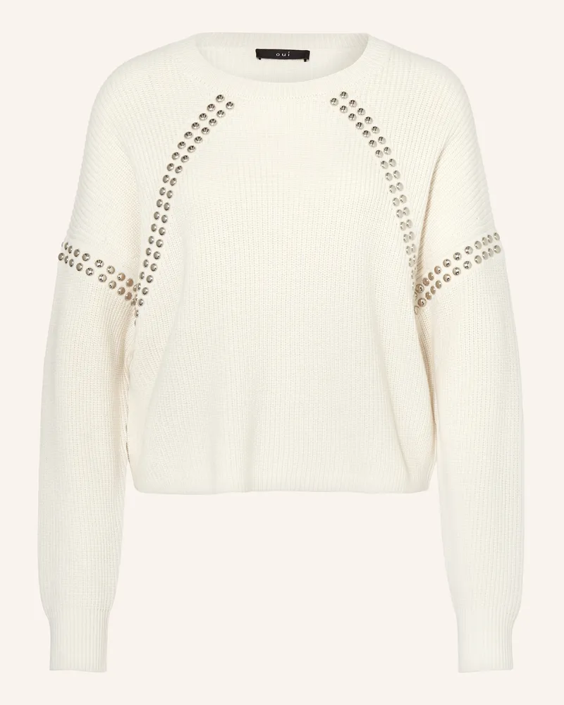 Oui  Pullover mit Nieten Weiss