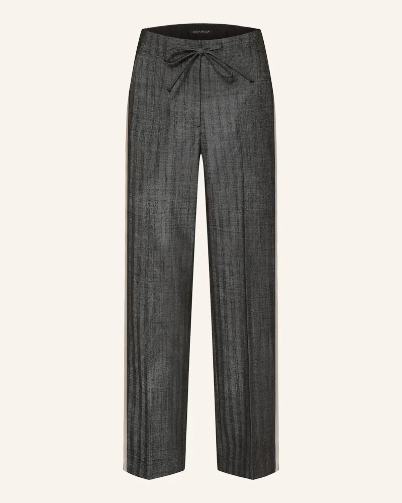 Luisa Cerano Hose mit Glitzergarn und Galonstreifen Dunkelgrau