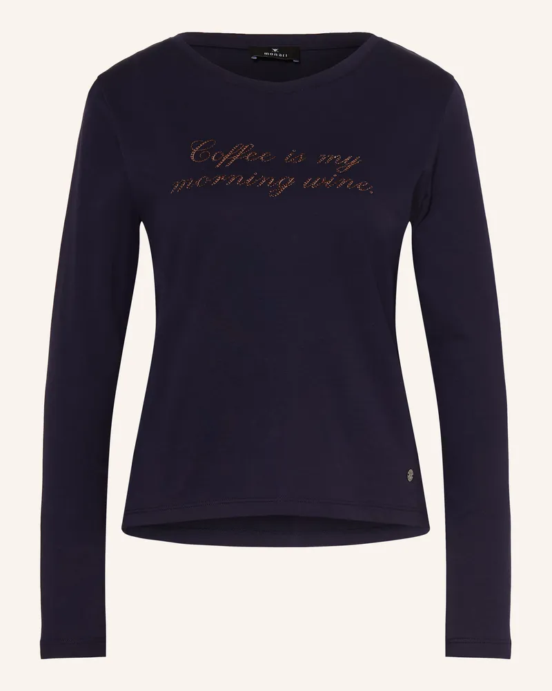 monari Longsleeve Mit Schmucksteinen blau Dunkelblau