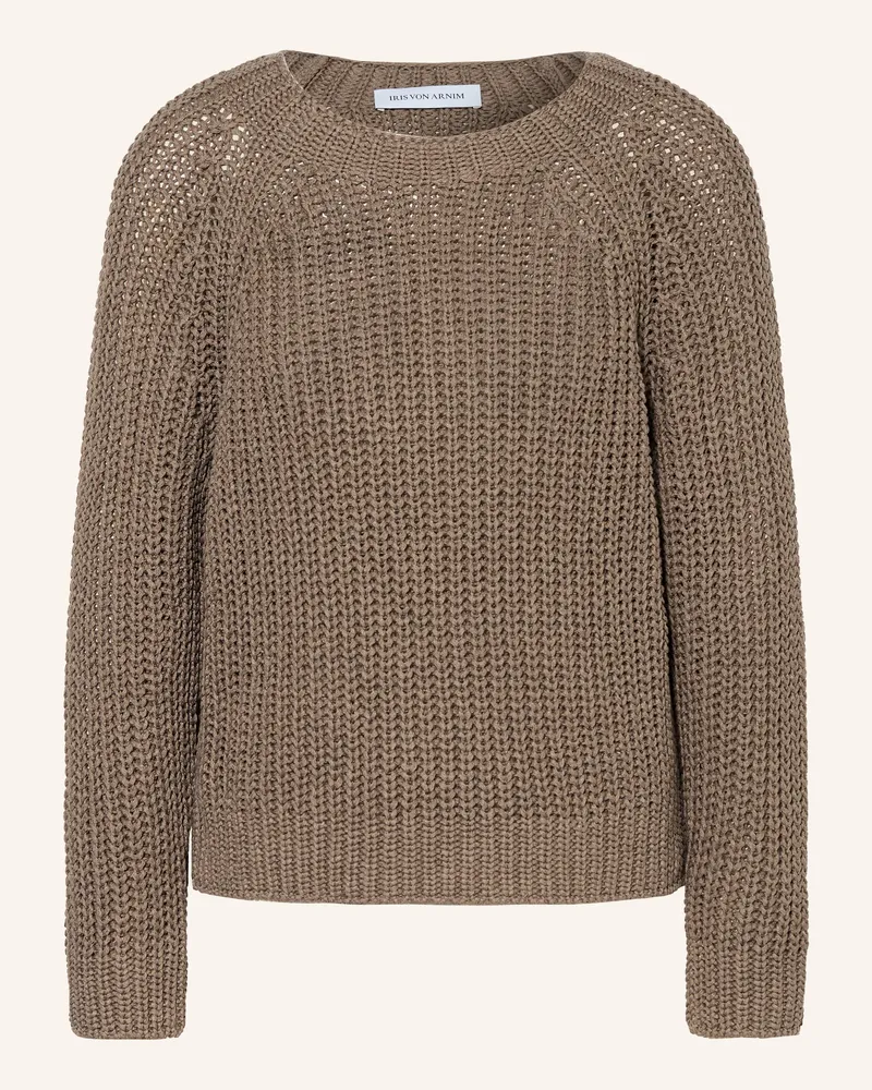 Iris von Arnim Pullover ANIVA mit Seide und Leinen Taupe