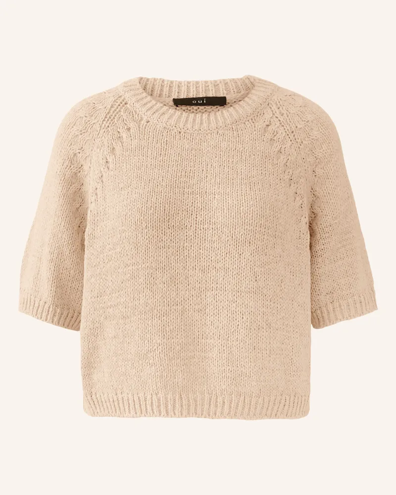 Oui  Pullover Mit 3/4-Arm beige Hellbraun