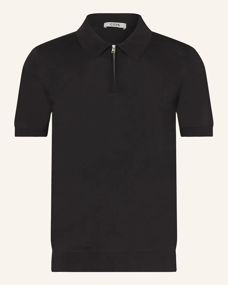 COS Strick-Poloshirt mit Seide Schwarz