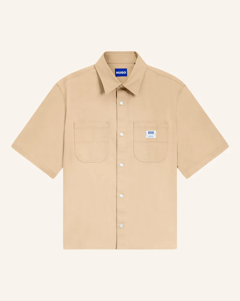 HUGO BOSS Kurzarm-Hemd Ebwin Comfort Fit beige Beige