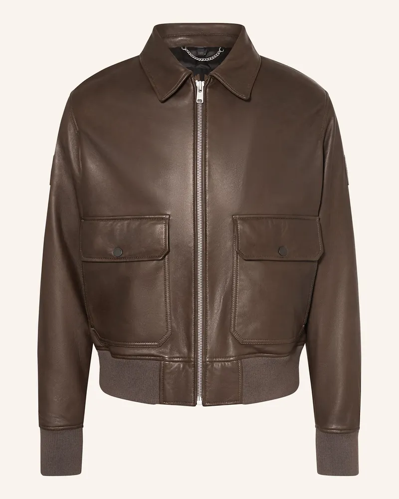 Belstaff Lederjacke Pilot braun Oliv