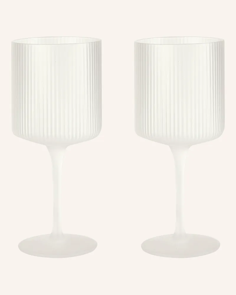 ferm LIVING 2er-Set Weingläser Ripple weiss Weiss