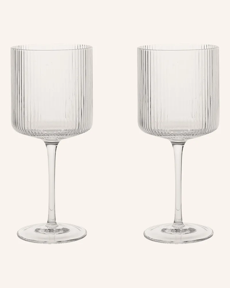 ferm LIVING 2er-Set Weingläser Ripple weiss Weiss