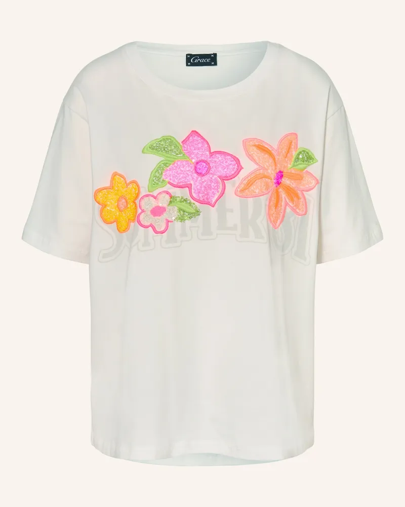 Grace T-Shirt Mit Pailletten weiss Weiss