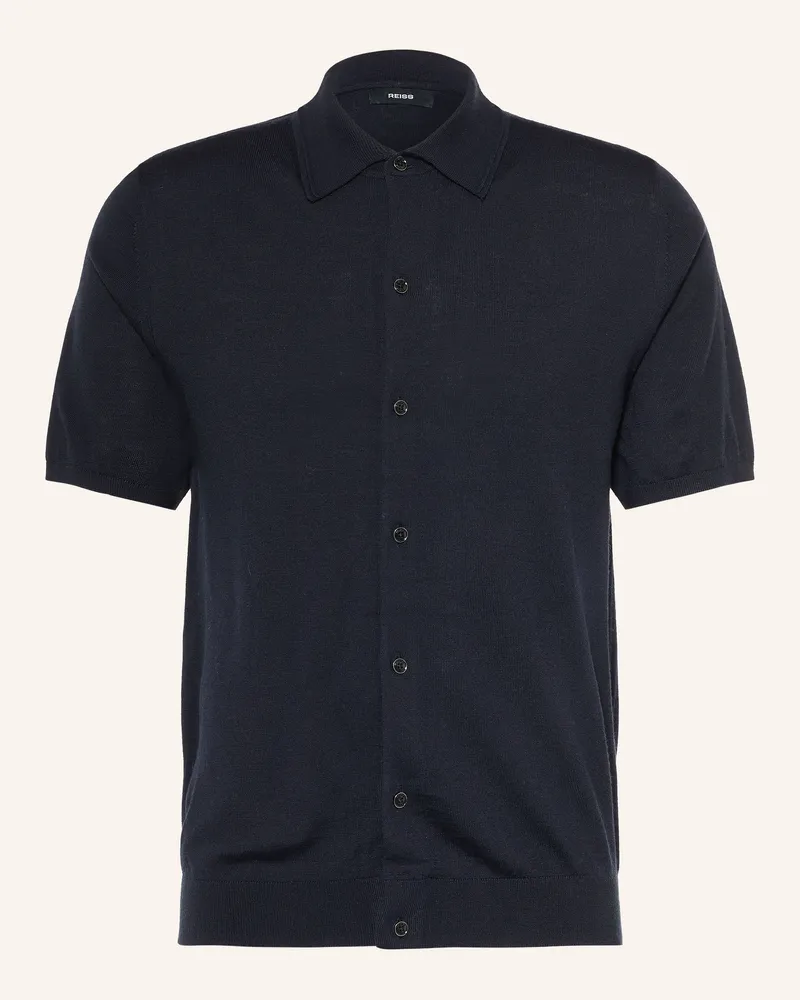 Reiss Strickhemd Drayton Slim Fit blau Dunkelblau
