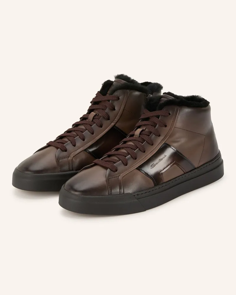 Santoni Hightop-Sneaker braun Dunkelbraun