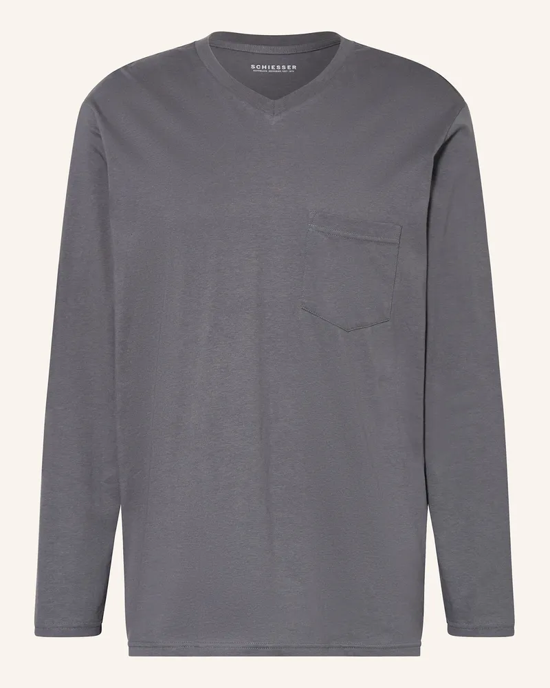 Schiesser Schlafanzug Comfort Essentials grau Dunkelgrau